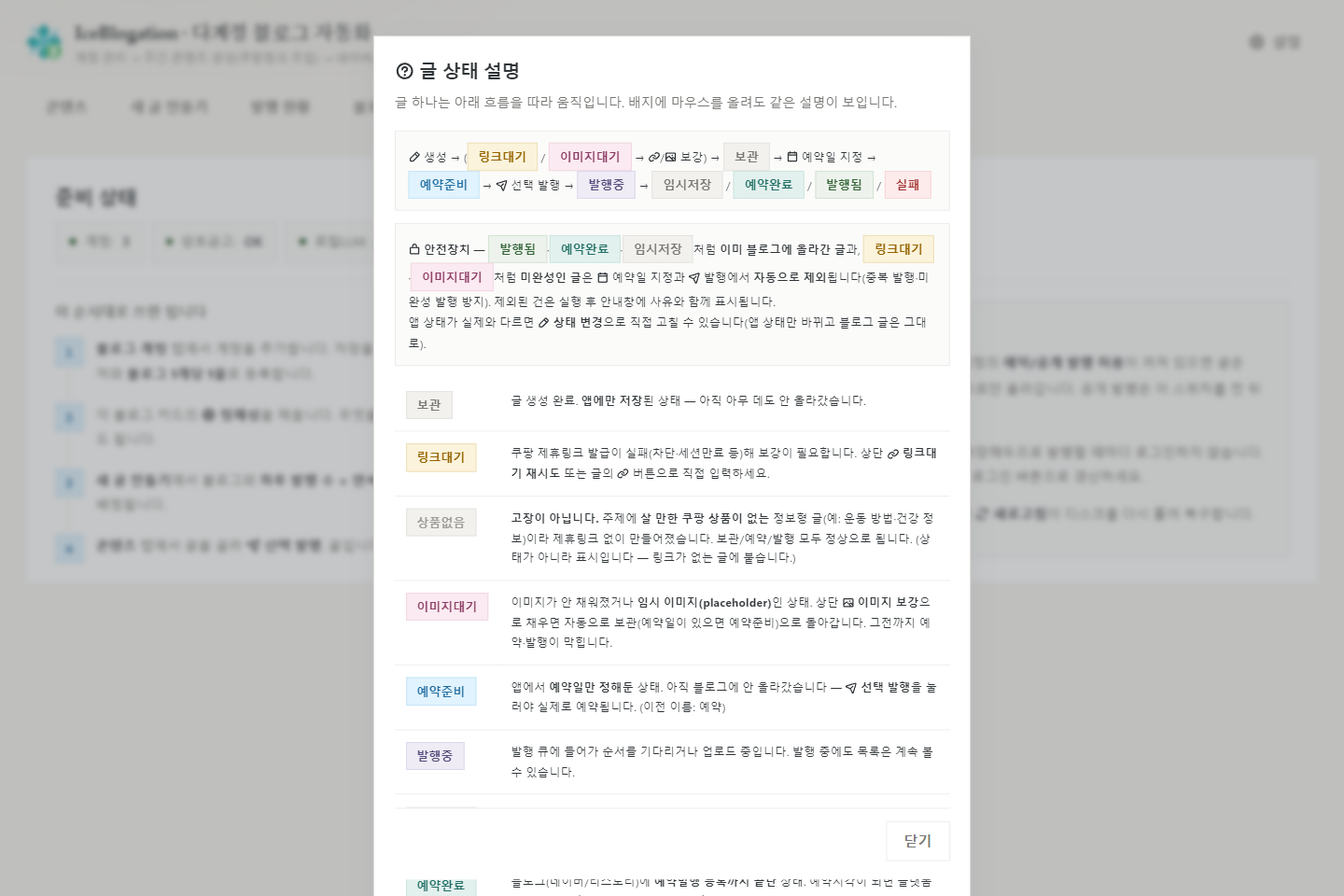 글 상태 설명